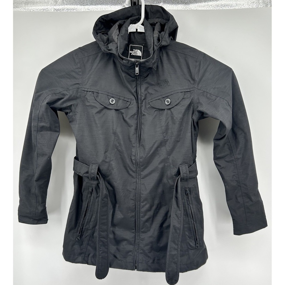 The North Face Hyvent Belted Trench Rain Jacket Black Women's Size Medium